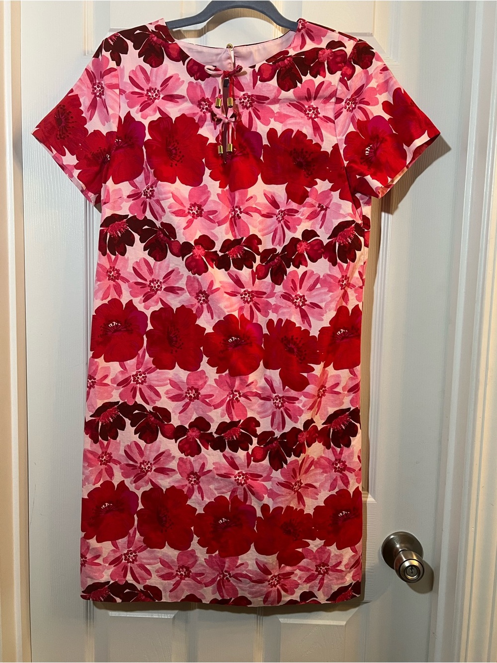 🦋 Gorgeous Talbots Red and Pink Floral Shift Dress size 10p
